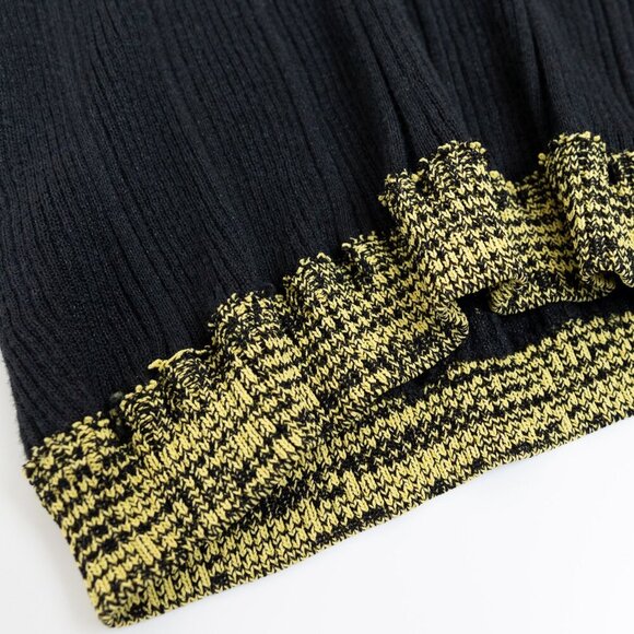 GANNI Ribbed Cotton Blend Sweater Black Metallic Contrast Trim - Picture 10 of 11